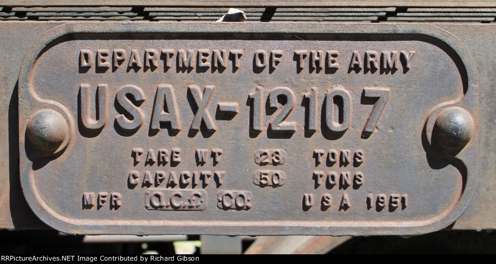DODX 12107 Tank Car Builders Plate